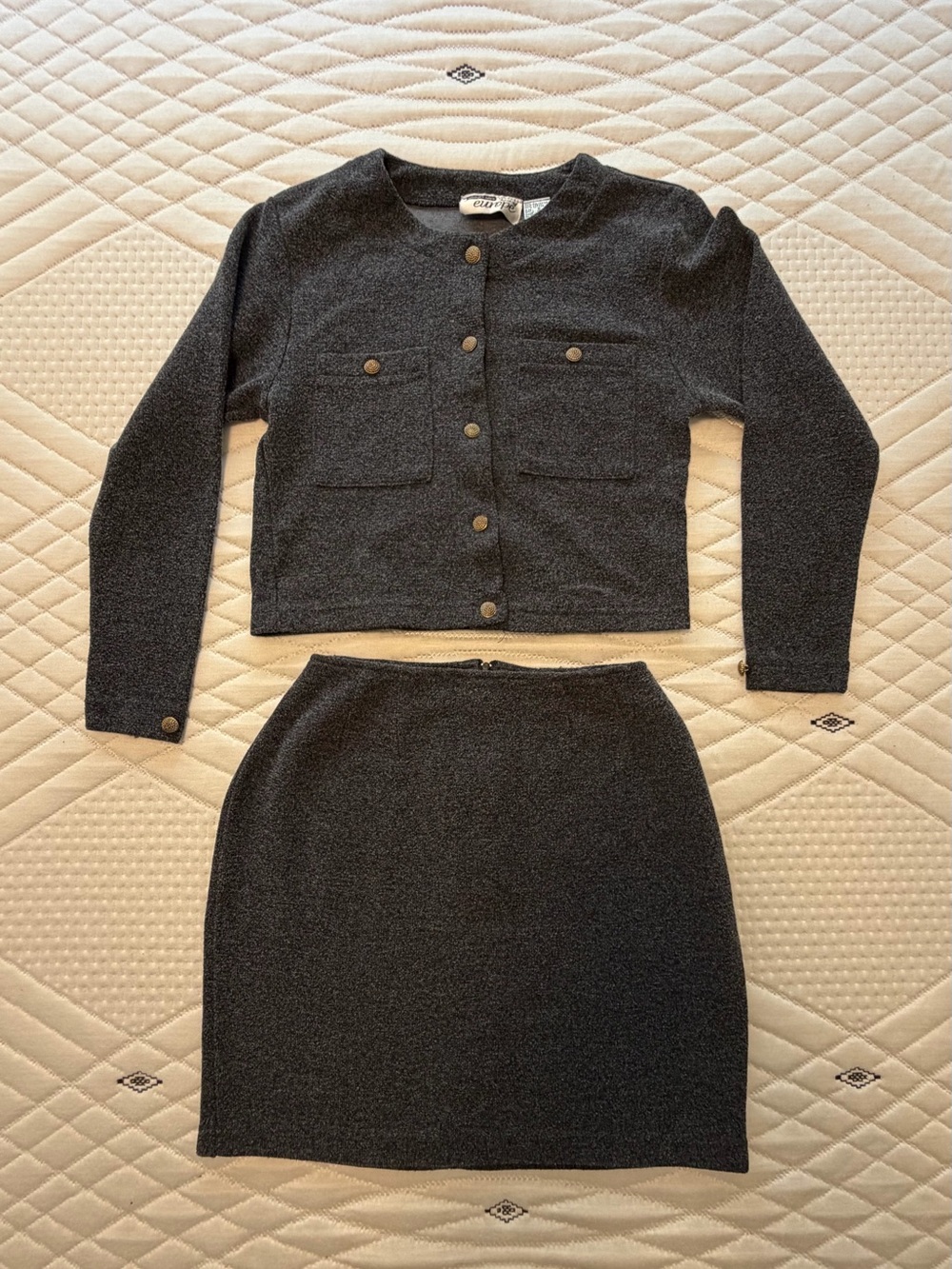Vintage 90s Newport News Best of Europe Collection Two-Piece Knit Skirt Set